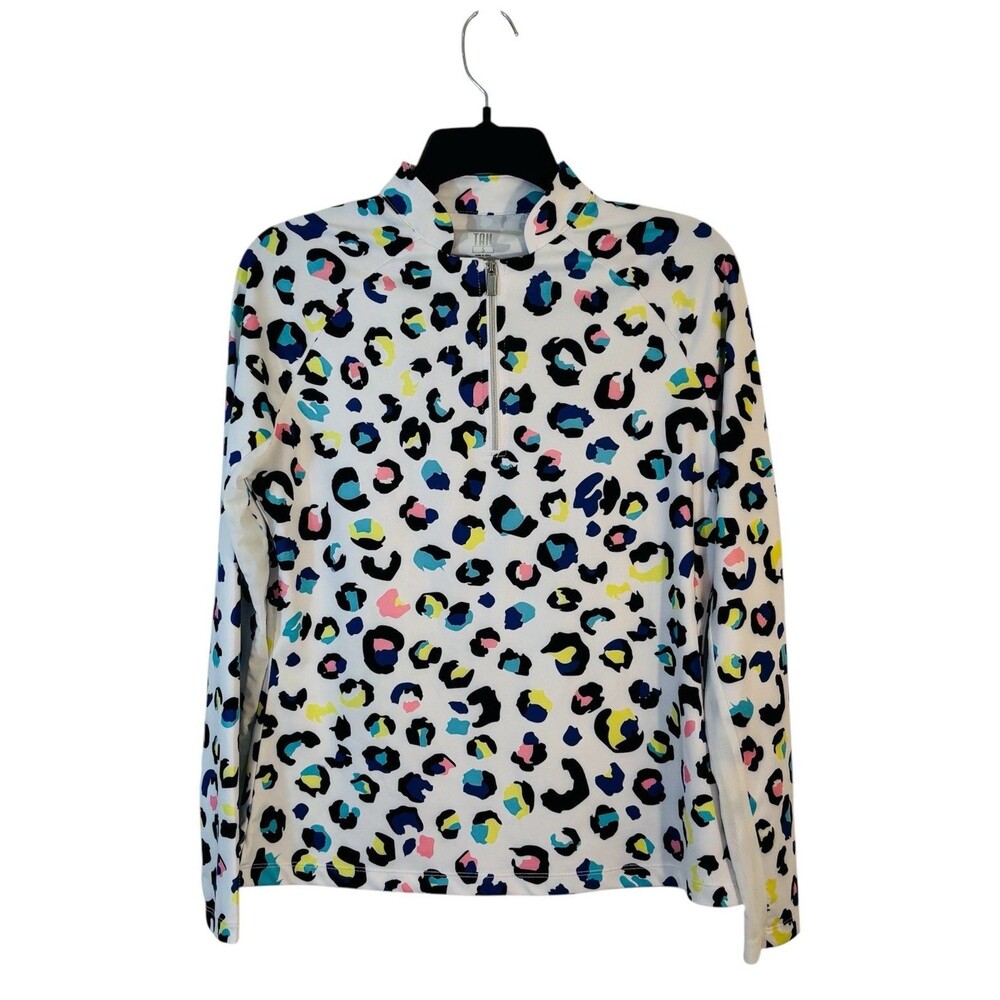 Tail Activewear Shirt Women Sz S MultiColor Geometric 1/4 Zip Long Sleeves Mesh
